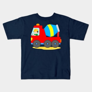 Concrete Truck Cement Mixer Construction Vehicle Boy Kids T-Shirt